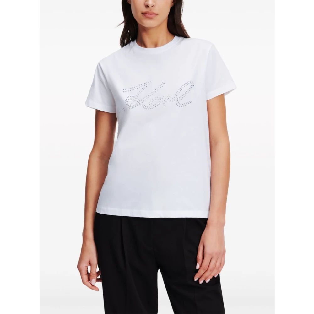 Karl Lagerfeld Witte Logo Versierde T-shirt White Dames