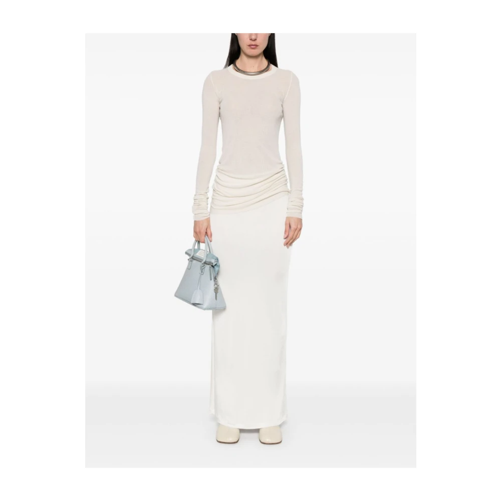 Rick Owens Geribbelde ivoorkleurige T-shirt met lange mouwen Beige Dames