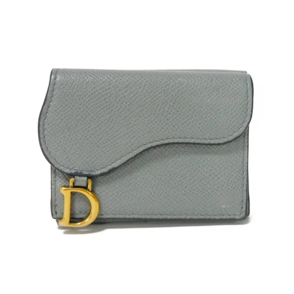 Dior Vintage Pre-owned Leather wallets Gray Dames