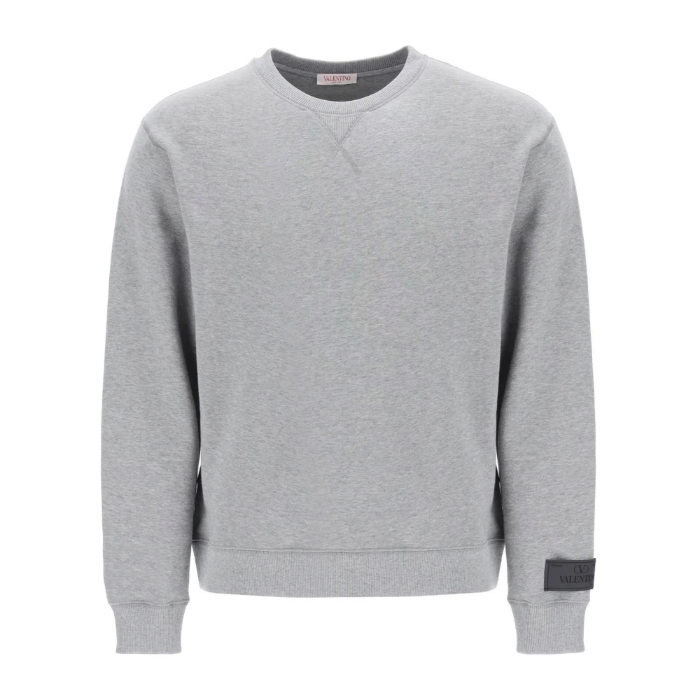 Valentino Garavani Melange Katoenen Sweatshirt met Tailoring Label Gray Heren