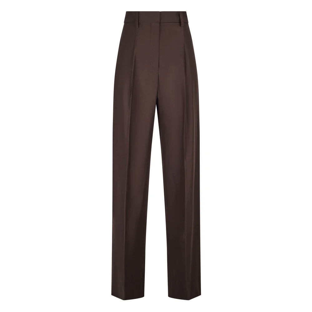 Forte Forte Women's Brown Chic Taffetas High Waist Straight Trousers - Wide Trousers - S - Trousers