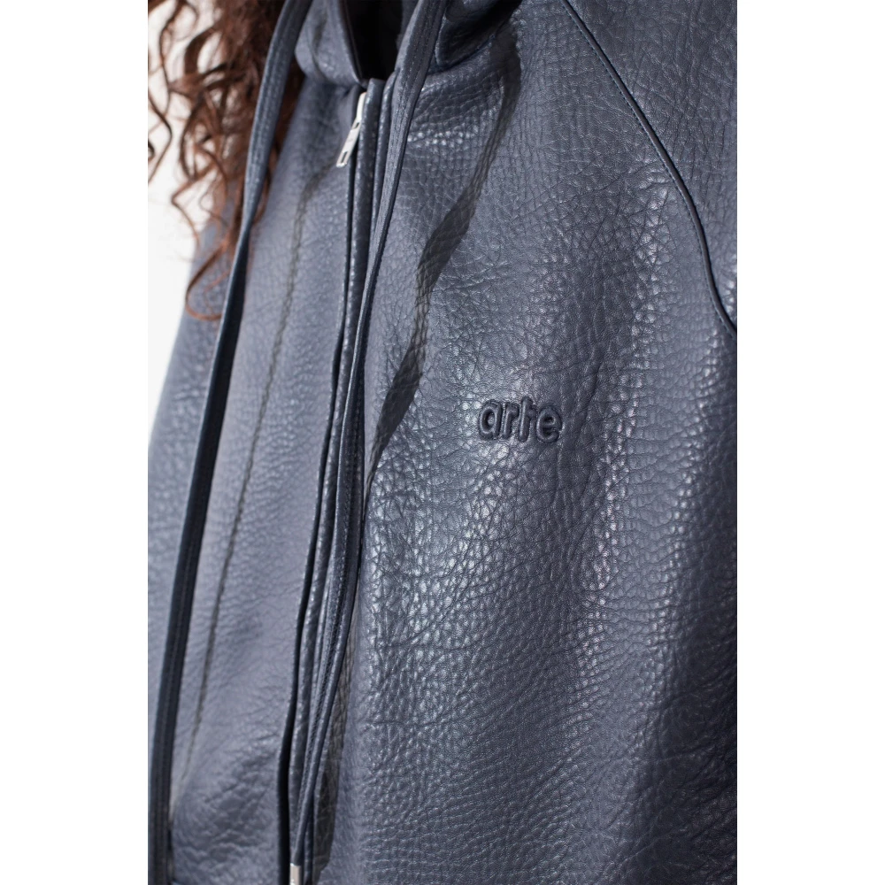 Arte Antwerp Blauwe Eco Leren Hoodie Jas Blue Heren