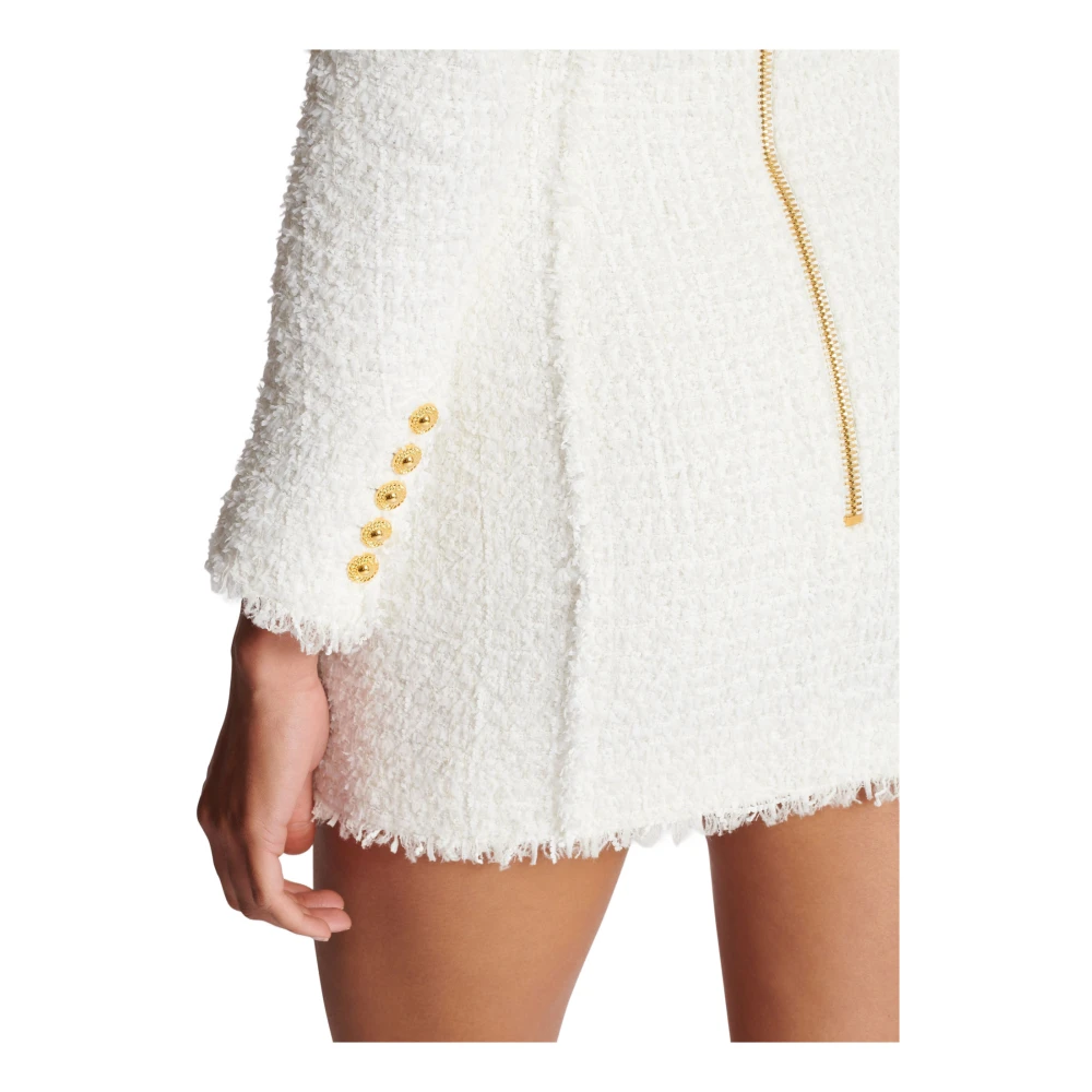 Balmain Tweed Korte Jurk White Dames