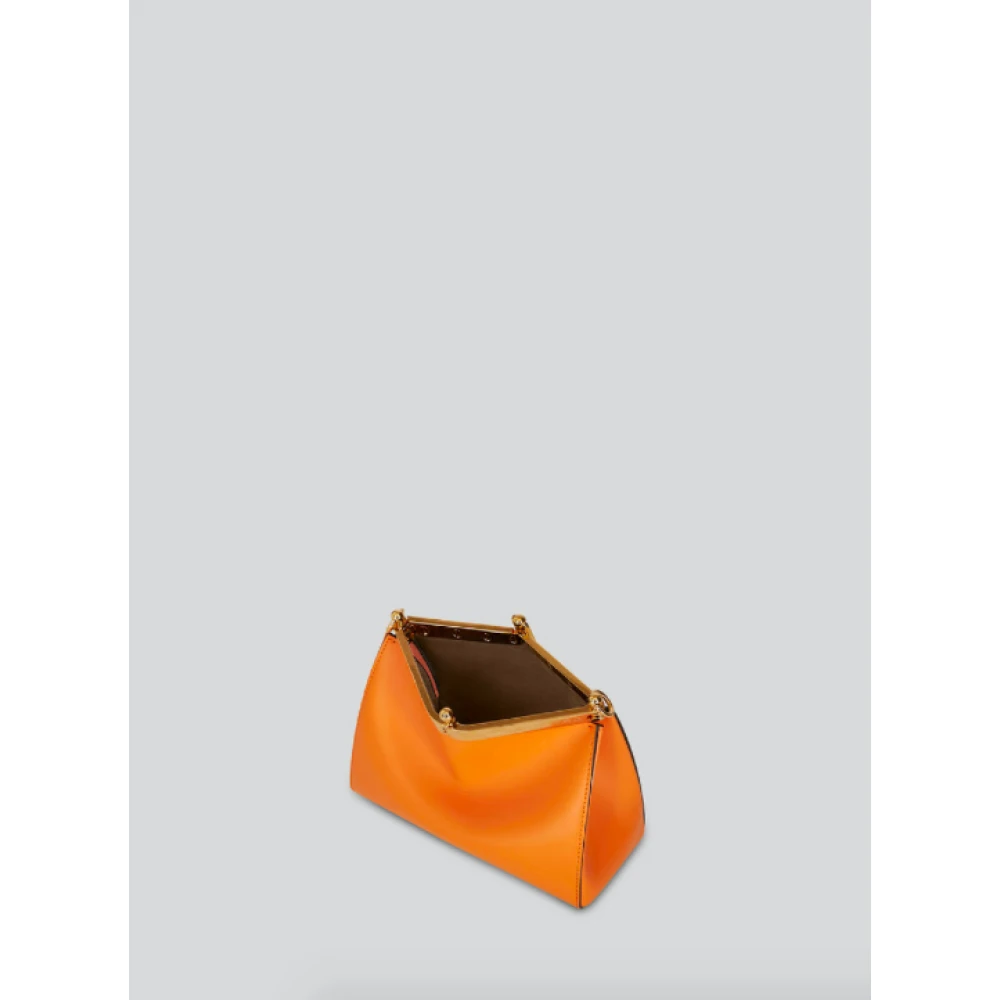 ETRO Oranje Leren Mini Tas met Metalen Sluiting Orange Dames