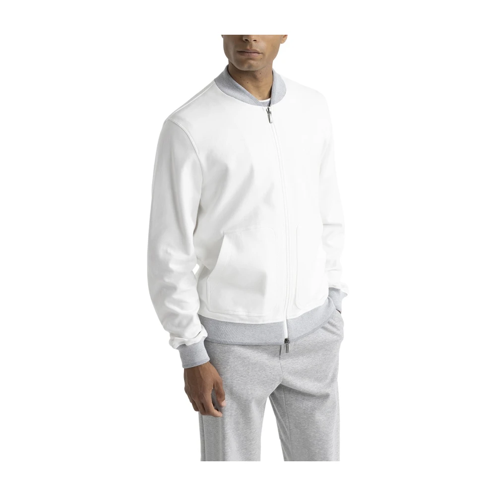 PESERICO Bomber sweatshirt van katoenmix White Heren