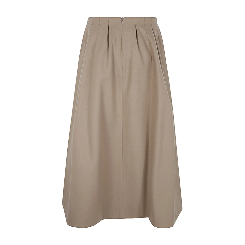 Patou Geplooide Midi Rok Beige Dames