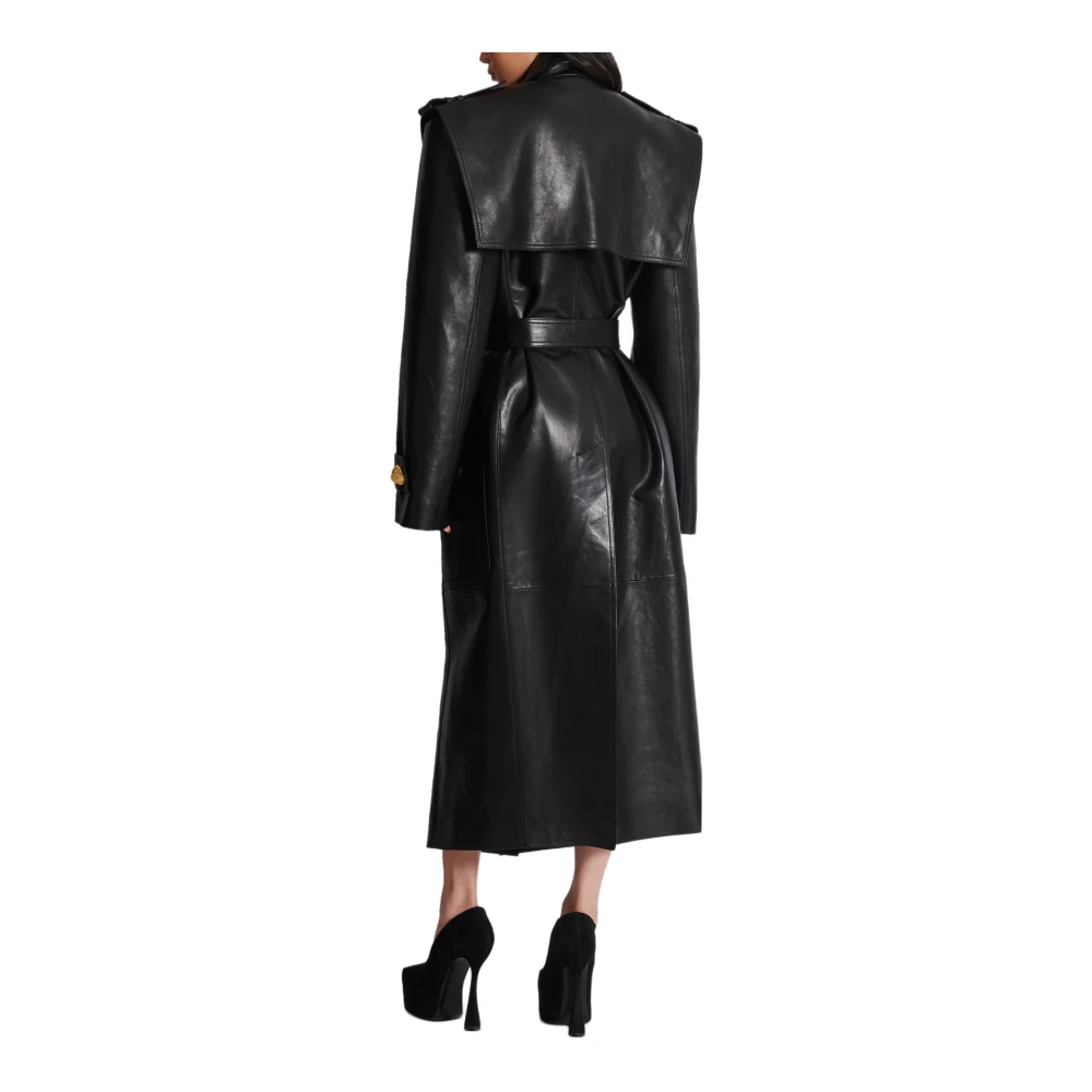 Balmain Getailleerde trenchcoat van lamsvacht Black Dames