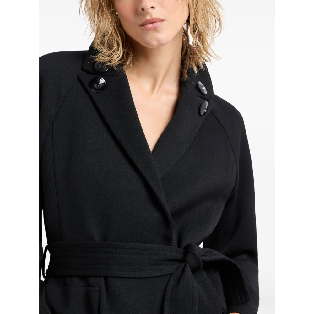 Giorgio Armani Zwarte Wollen Broek met Decoratieve Knopen Black Dames