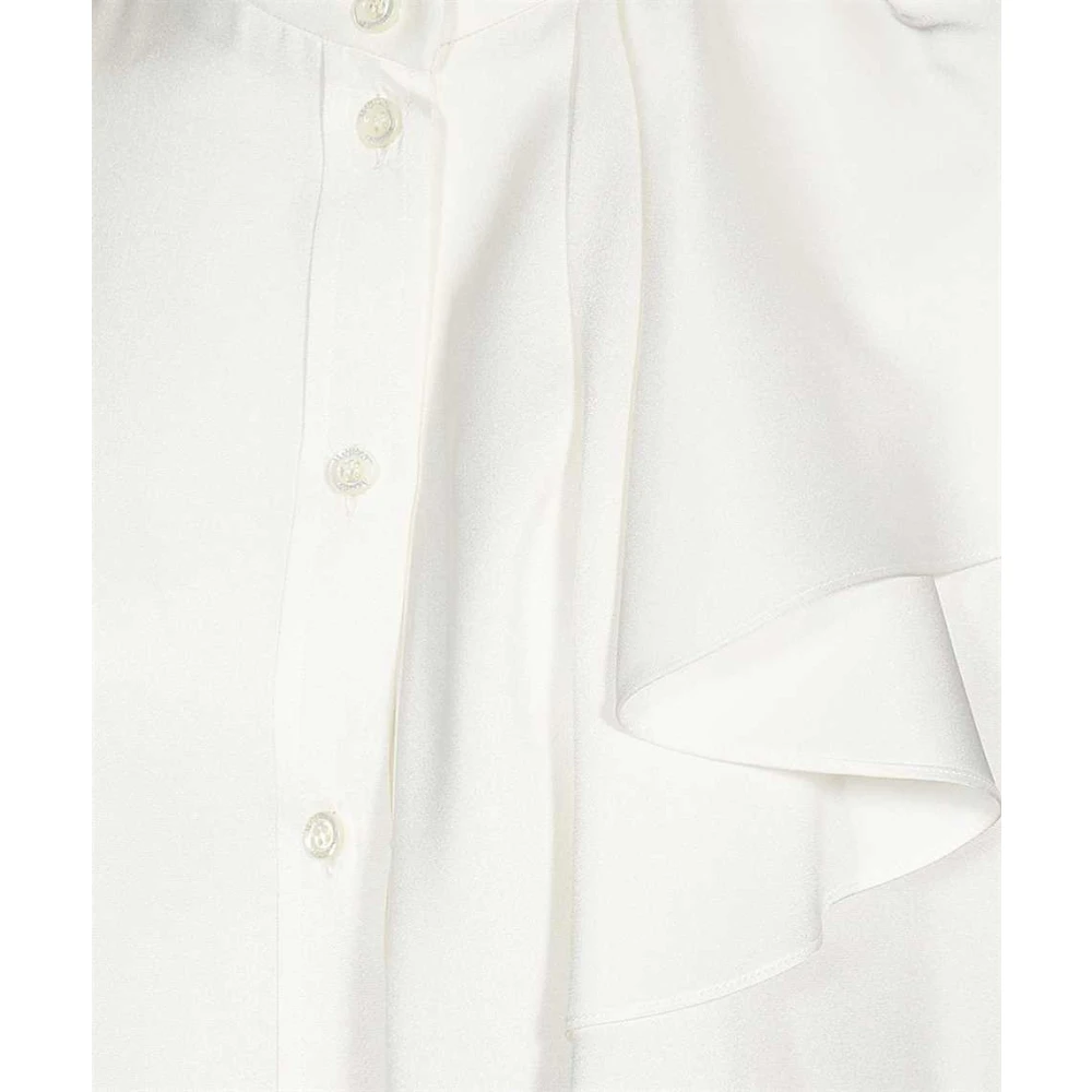 alexander mcqueen Gerimpelde Zijden Blouse met Ronde Zoom Beige Dames