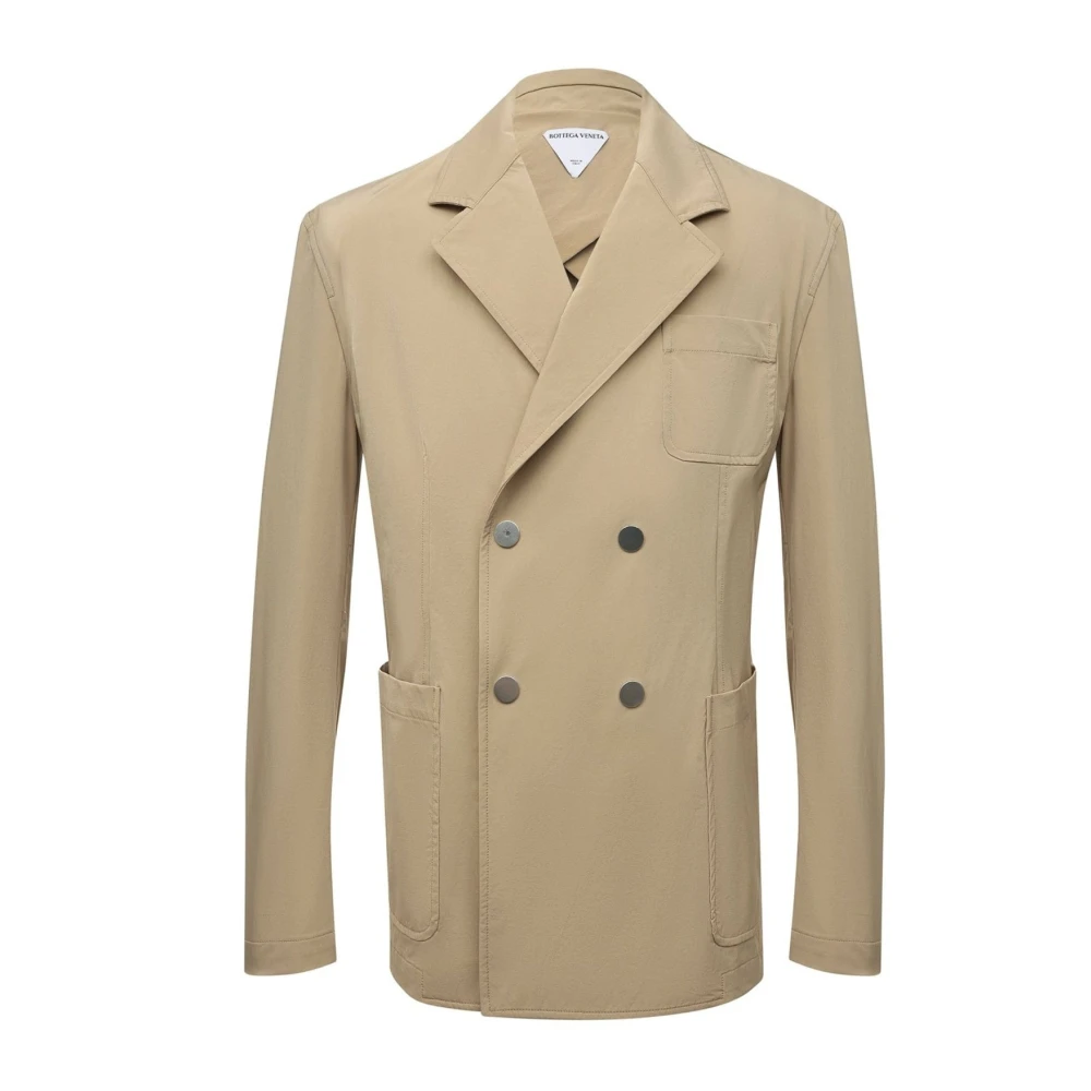 Bottega Veneta Men's Beige Blazers, M, Double-Breasted Blazer