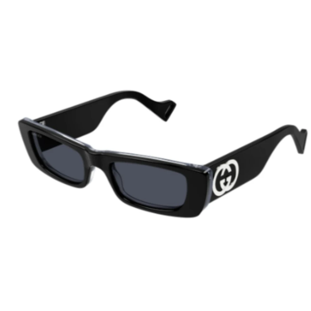 Gucci Unisex Black Gg Rectangle Sunglasses - Sunglasses - 52 Mm - Accessories