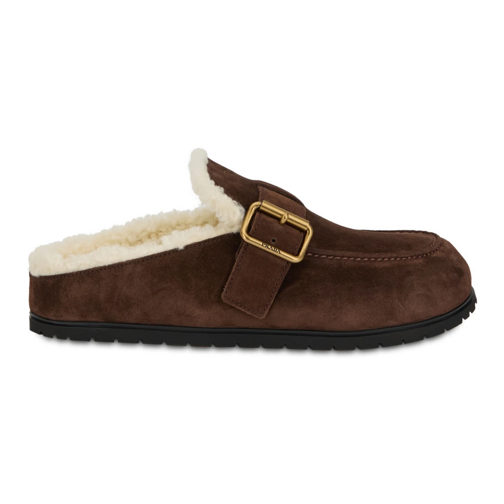 Prada Padded Slippers With Strap - Female - Slippers - Brown - 5 Uk - Shoes