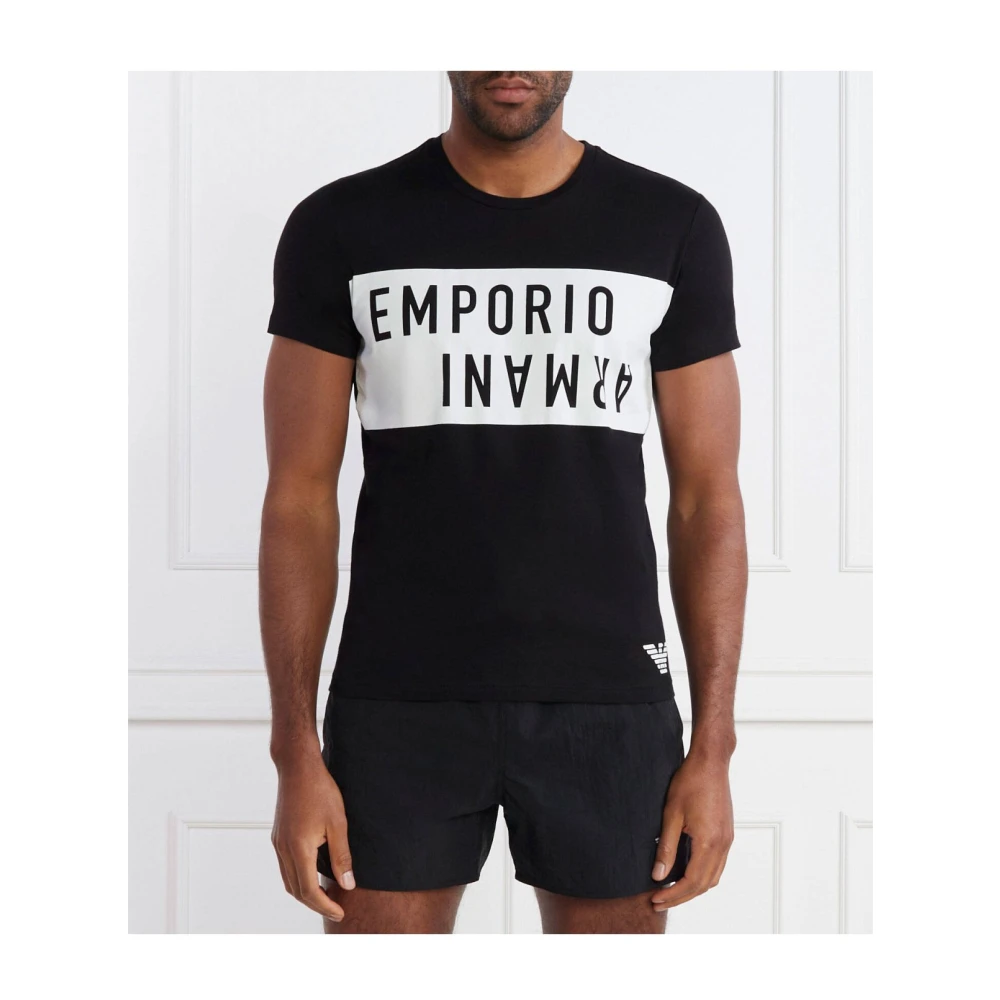 Emporio Armani Zwart Logo T-Shirt 100% Katoen Black Heren