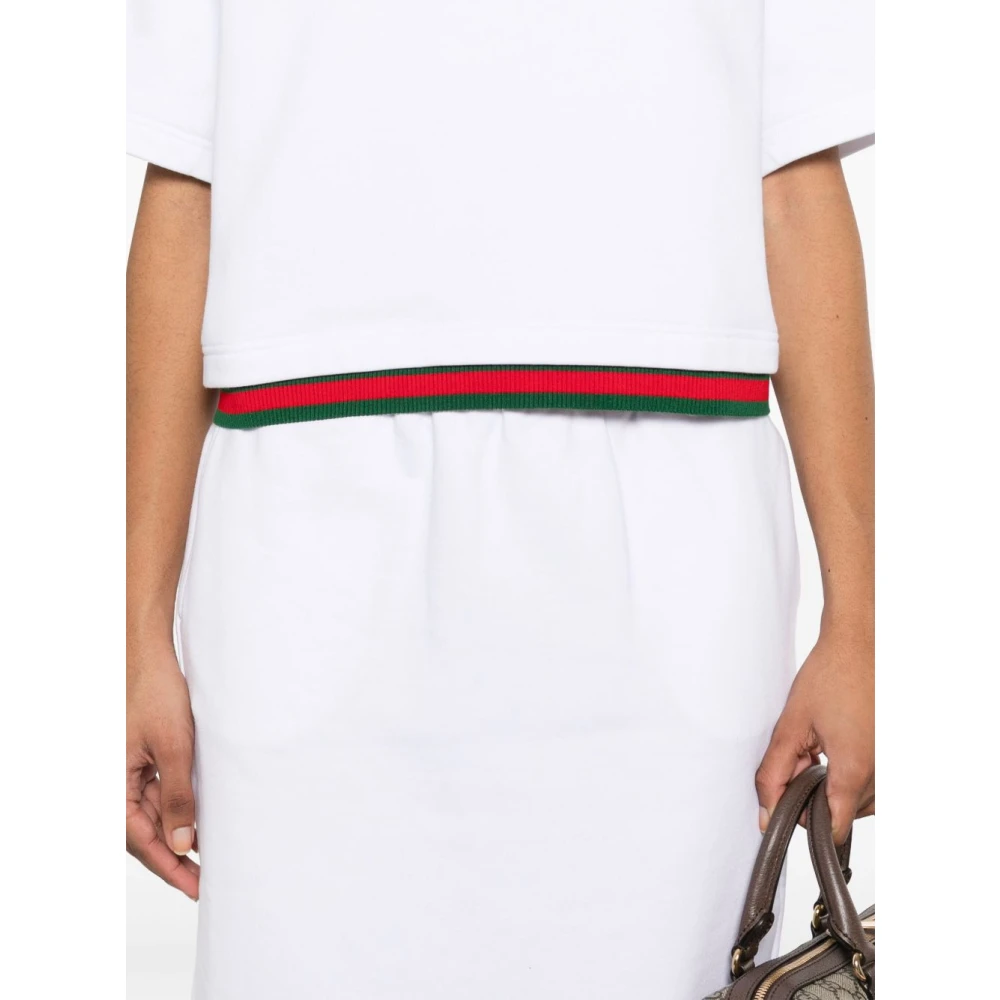 Gucci Witte T-shirts en Polos met Web-stripe White Dames