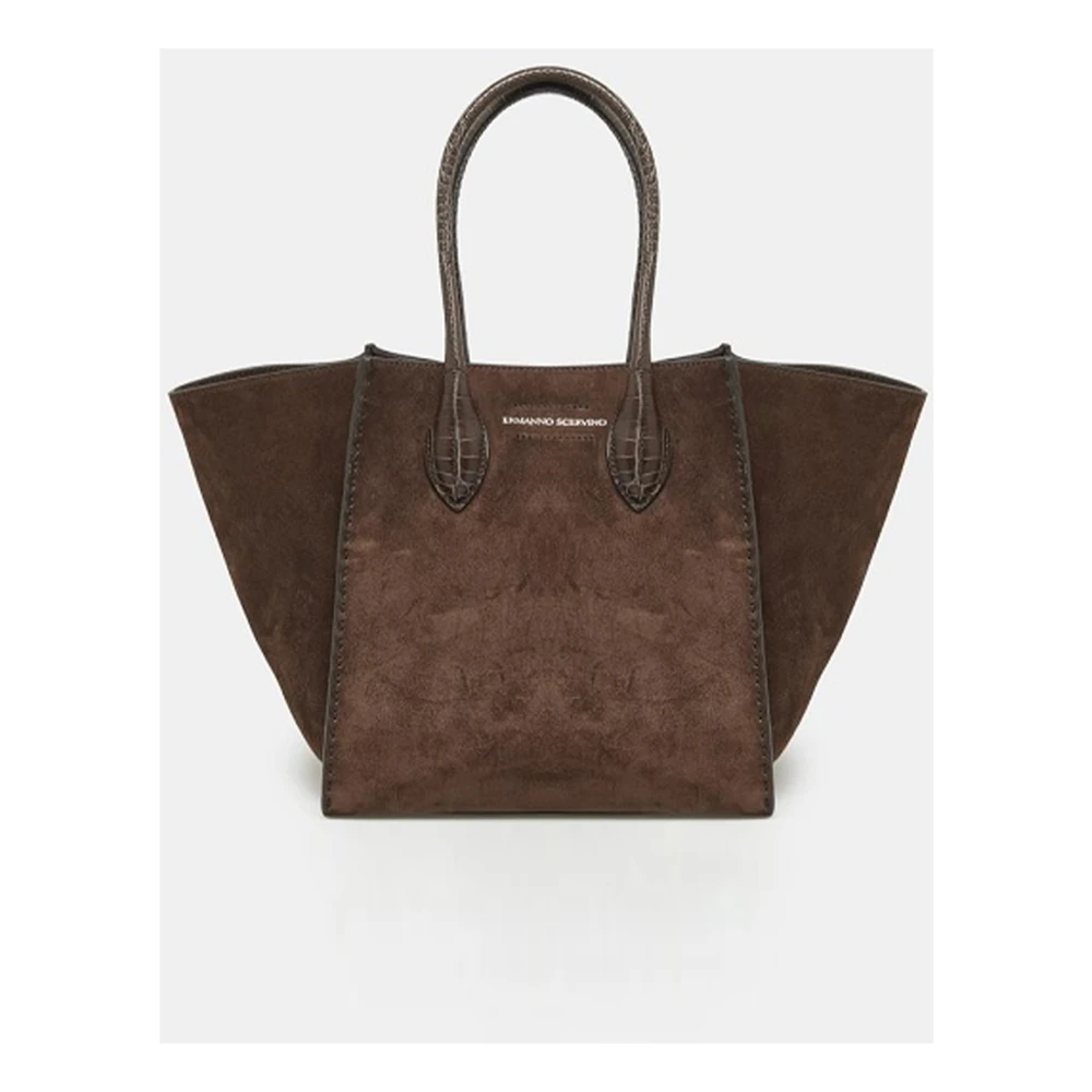 Ermanno Scervino Bruine suède Maggie tas met krokodillenprint details Brown Dames
