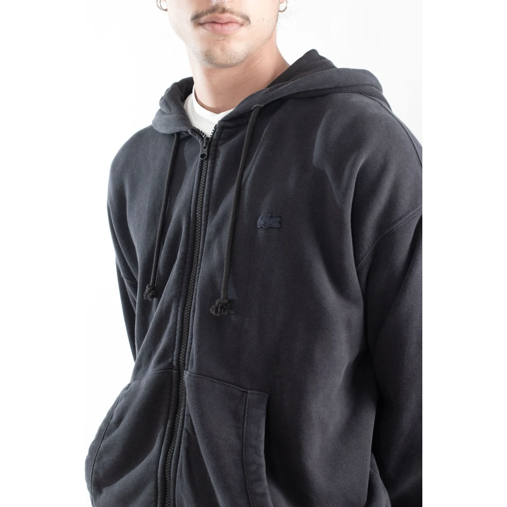 Lacoste Vintage Fleece Hoodie Black Heren