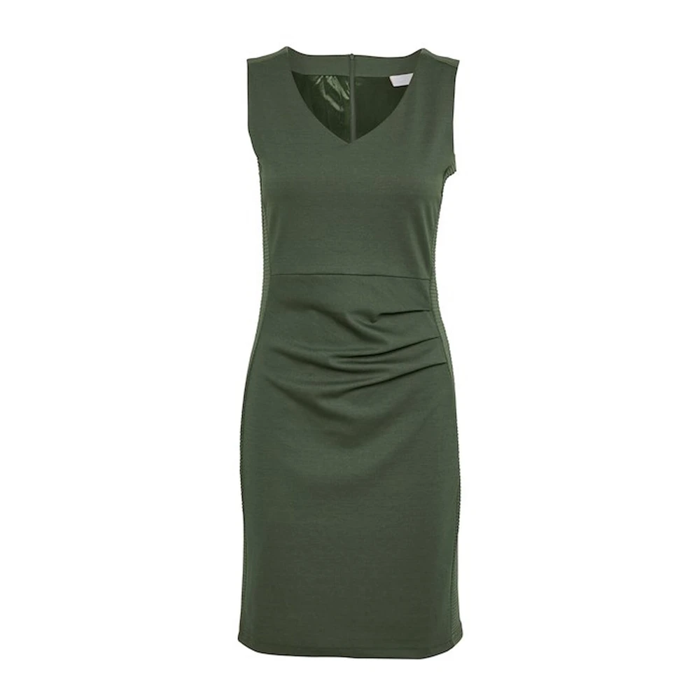 Kaffe Green Short Dresses, Female, Xs, Draped V-Neck Dress