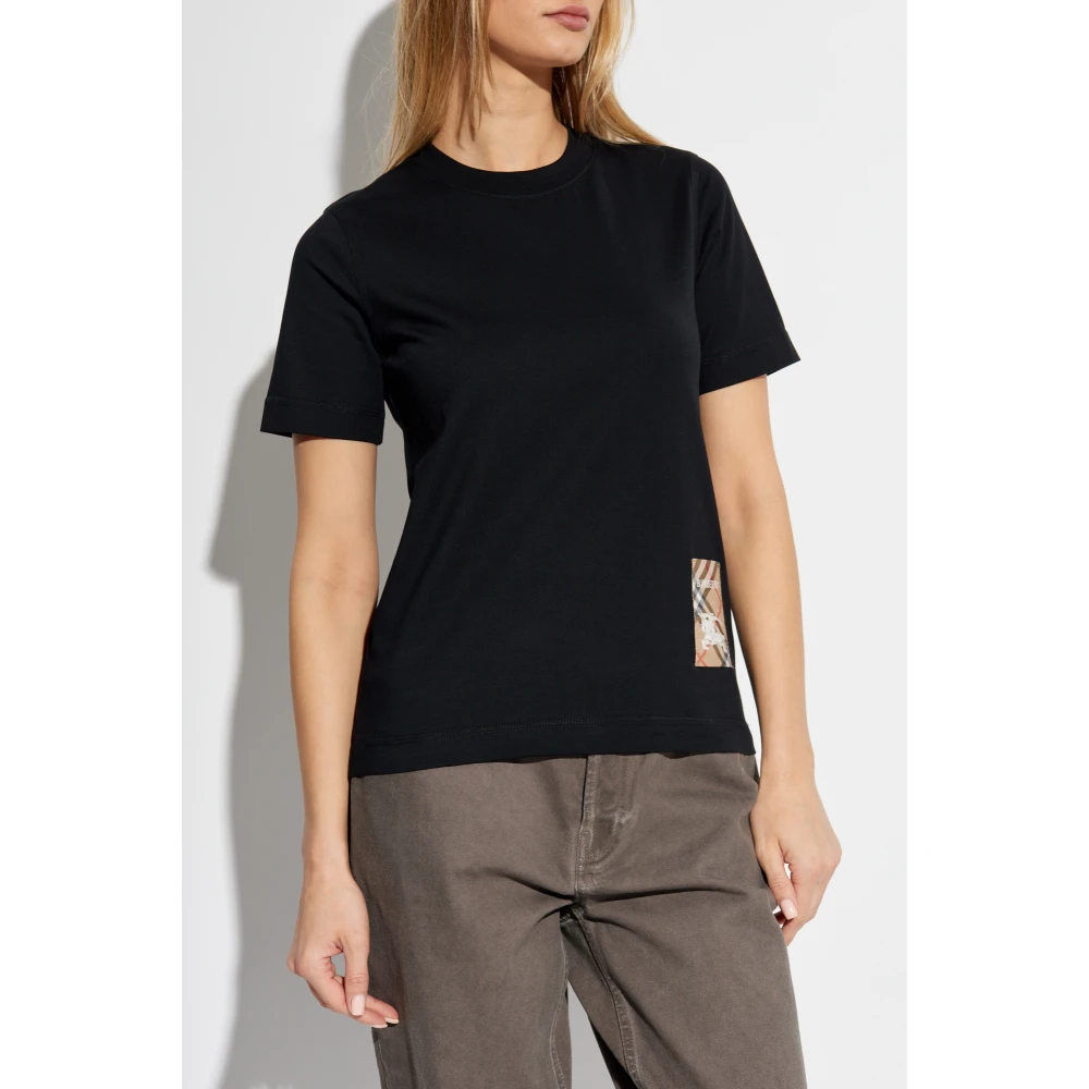 Burberry T-shirt met logopatch Black Dames