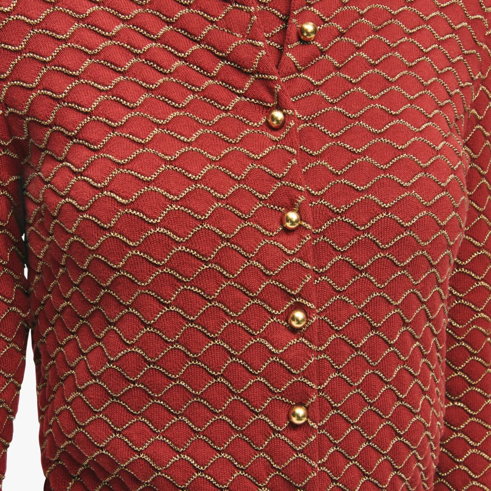 Brooks Brothers Rode en gouden katoenen cardigan Red Dames