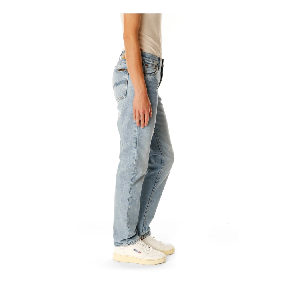 Nudie Jeans Straight Fit Jeans met lage taille Blue Dames