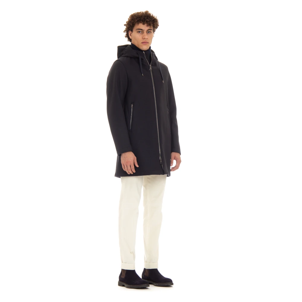 Herno Blauwe Zip Parka met Neopreen Voering Blue Heren