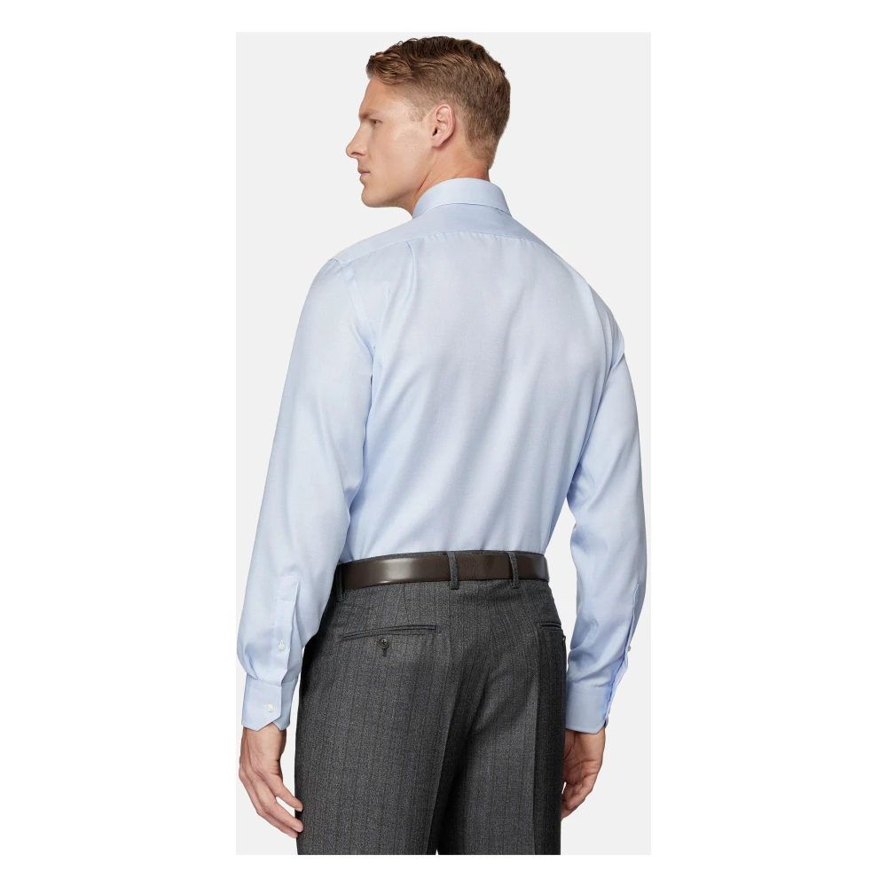 Boggi Milano Regular Fit Katoenen Dobby Overhemd Blue Heren
