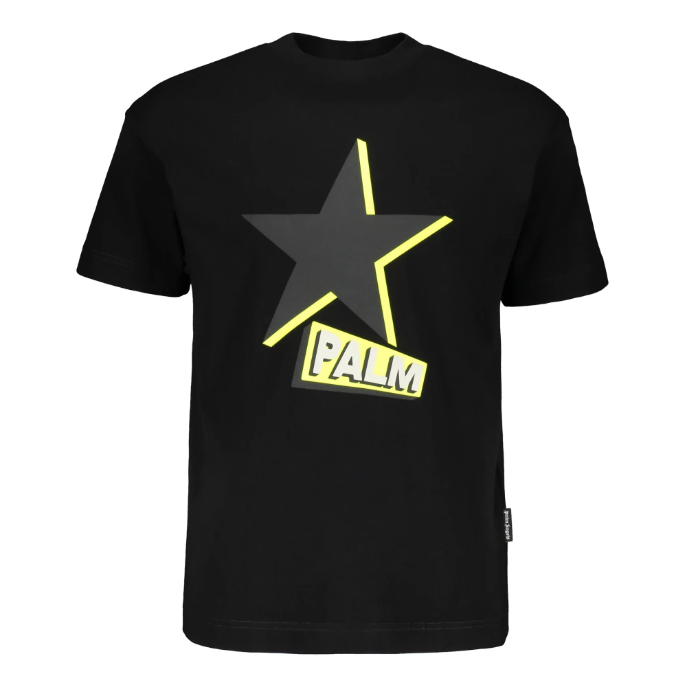 Palm Angels Logo Print Katoenen T-shirt Black Heren