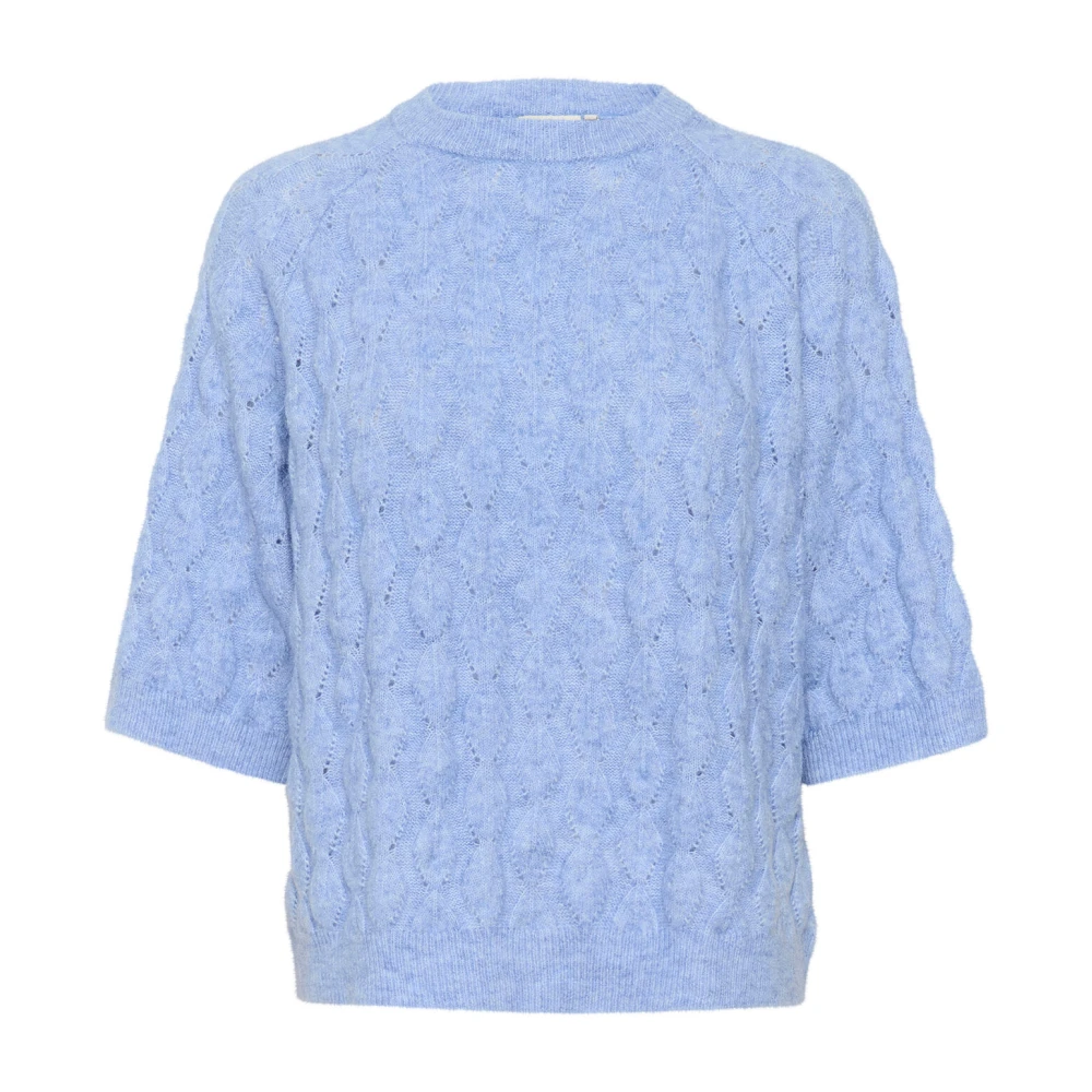 Kaffe Women's Blue Round-Neck Knitwear,, Melange Knit Pullover Jumper 2XL