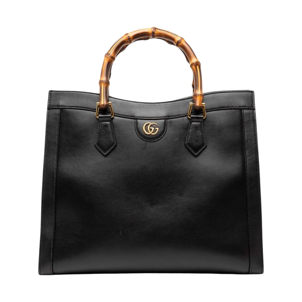 Gucci Vintage Women's Black Pre-Owned Bamboo Handle Tote Bag