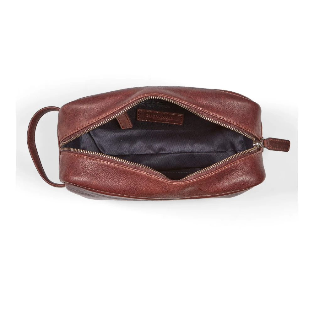 Howard London Bruine Lederen Washbag Brown Heren