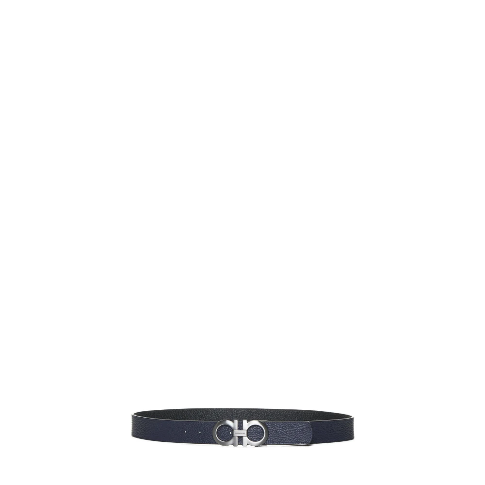 Ferragamo Men's Black Gancini Reversible Leather Belt - Belts - 90 Cm - Accessories