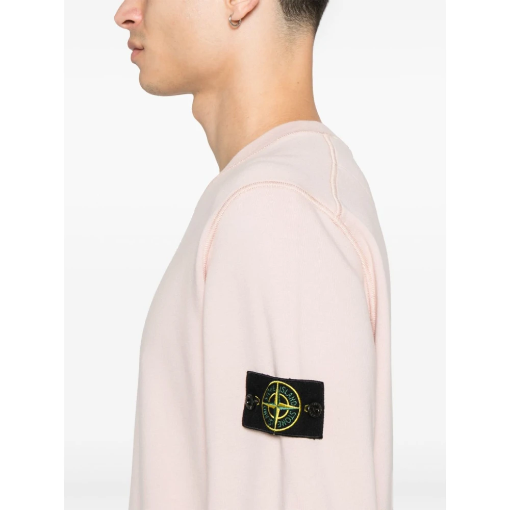 Stone Island Roze Crew-neck Sweaters met Ribbed Hems Pink Heren