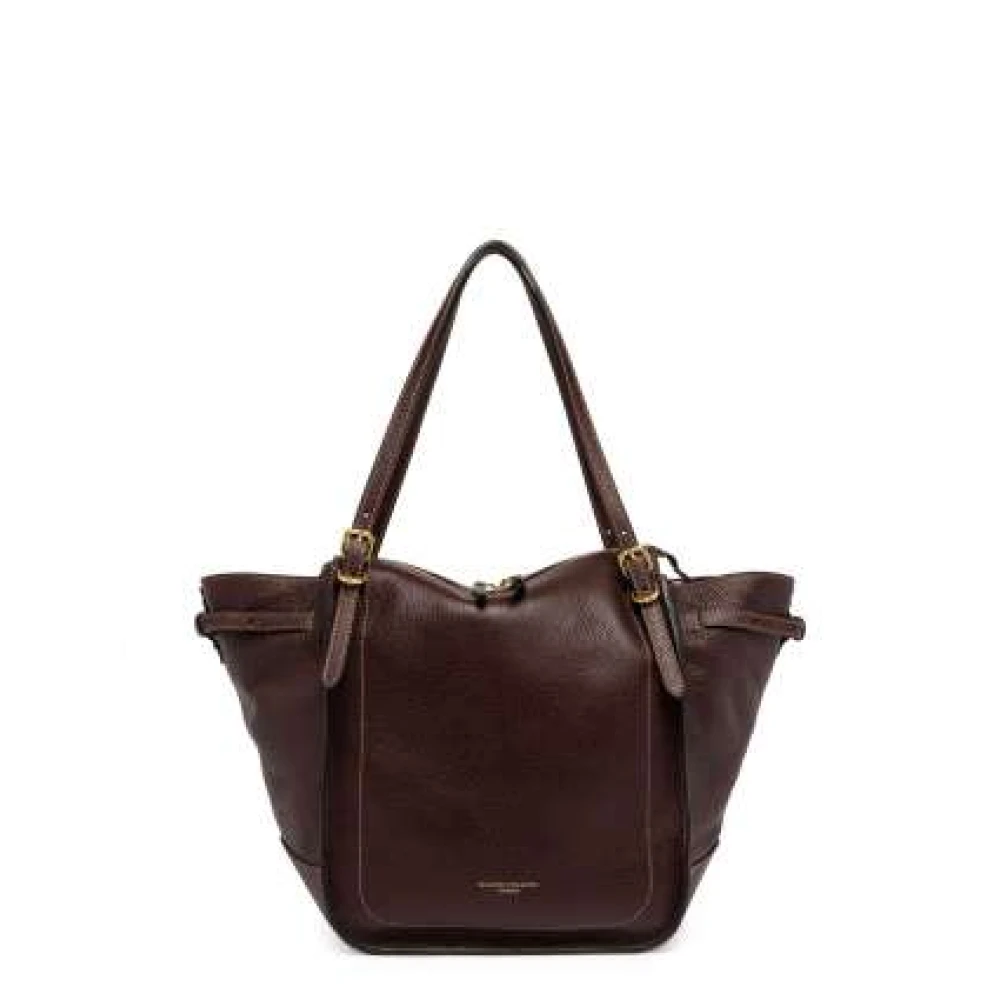 Gianni Chiarini Sportieve leren handtas met contraststiksels Brown Dames