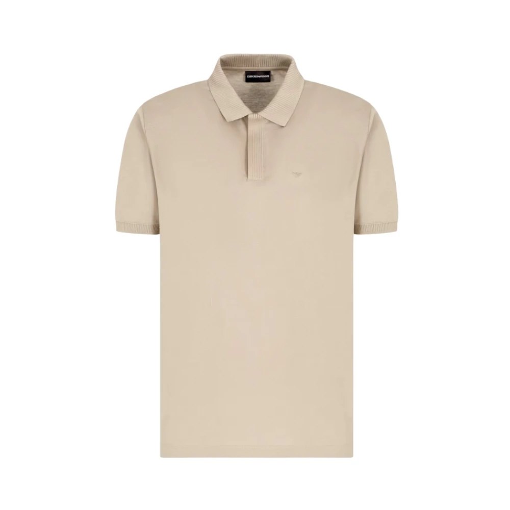 Emporio Armani Men's Beige Polo Shirts, Xl, Cotton Jersey Polo Shirt