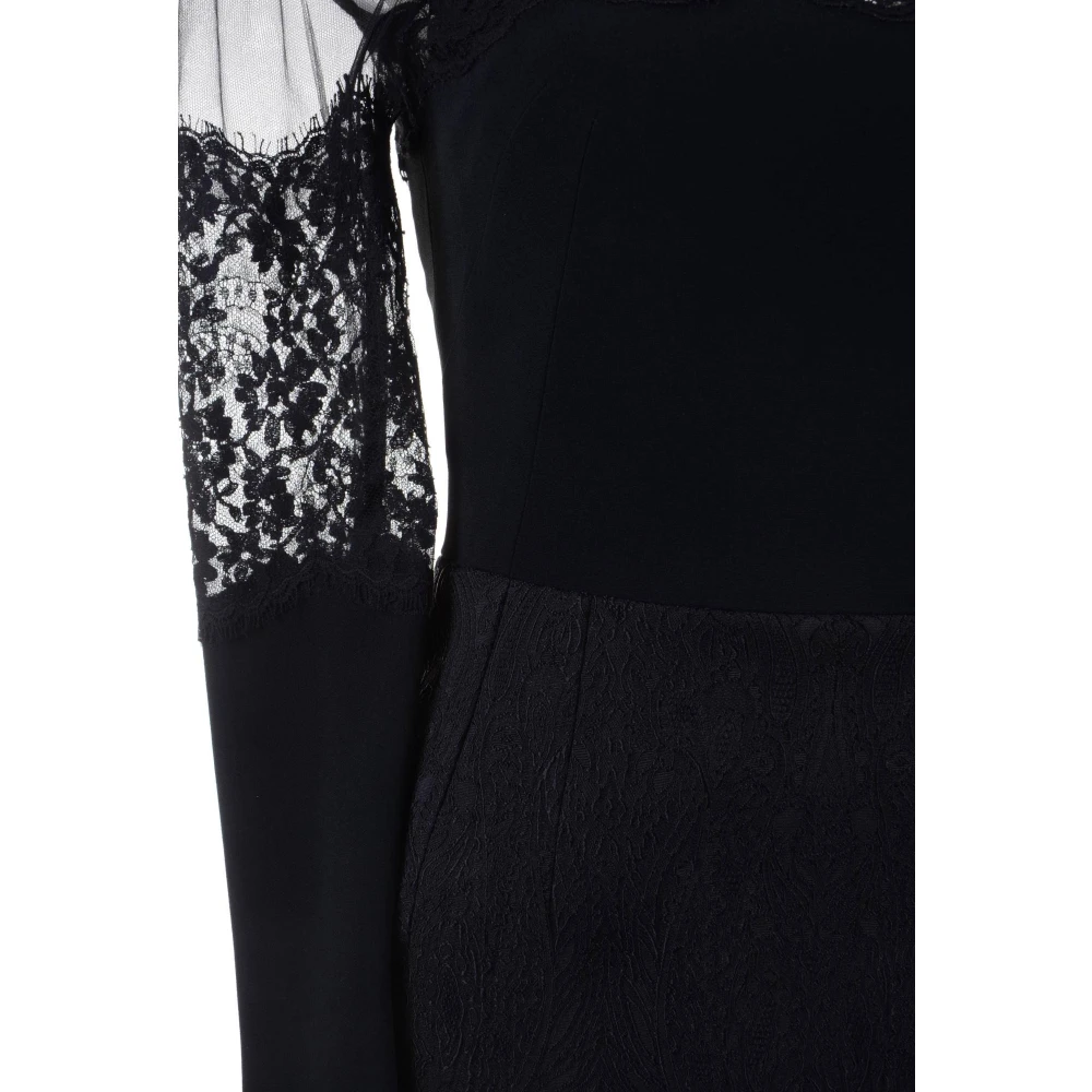 Dolce & Gabbana Elegante Lange Kant Jurk voor Vrouwen Black Dames