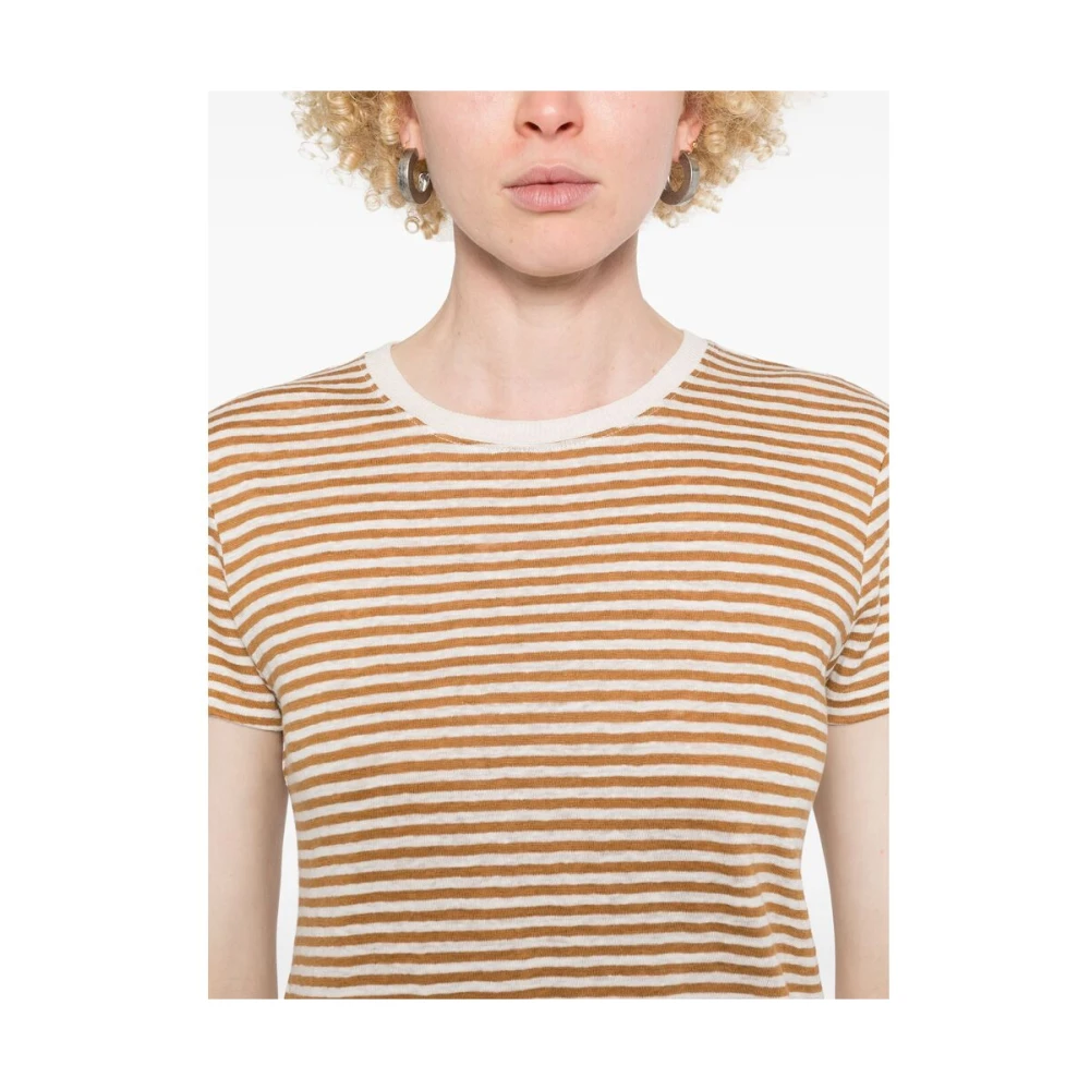 Frame Ronde Hals Korte Mouw T-shirt Brown Dames