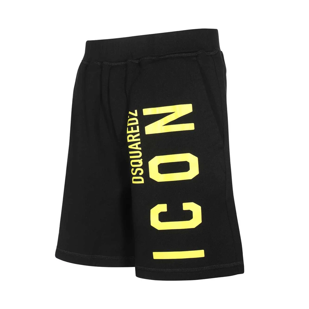 Dsquared2 Logo Print Katoenen Bermuda Shorts Black Heren