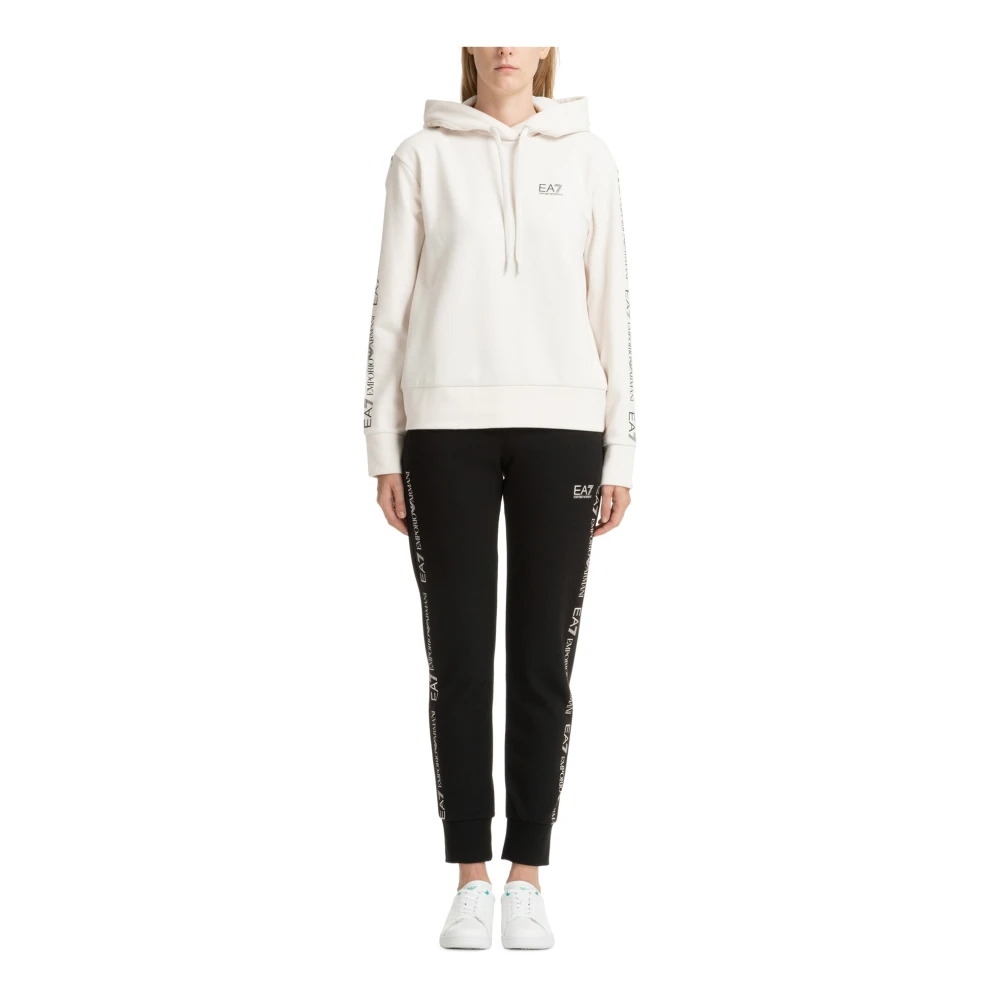 Emporio Armani EA7 Zwart en Beige Hoodie Trainingspak Set Black Dames