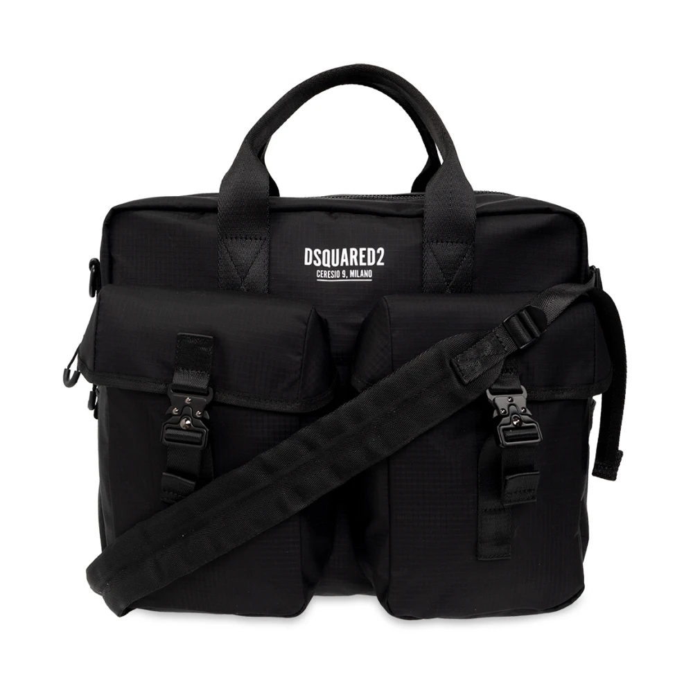 Dsquared2 , Laptop Bags & Cases, Male, Black, One Size, Ceresio 9 Logo Workbag Laptop Bag