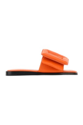 puffy-orange-leather-slippers