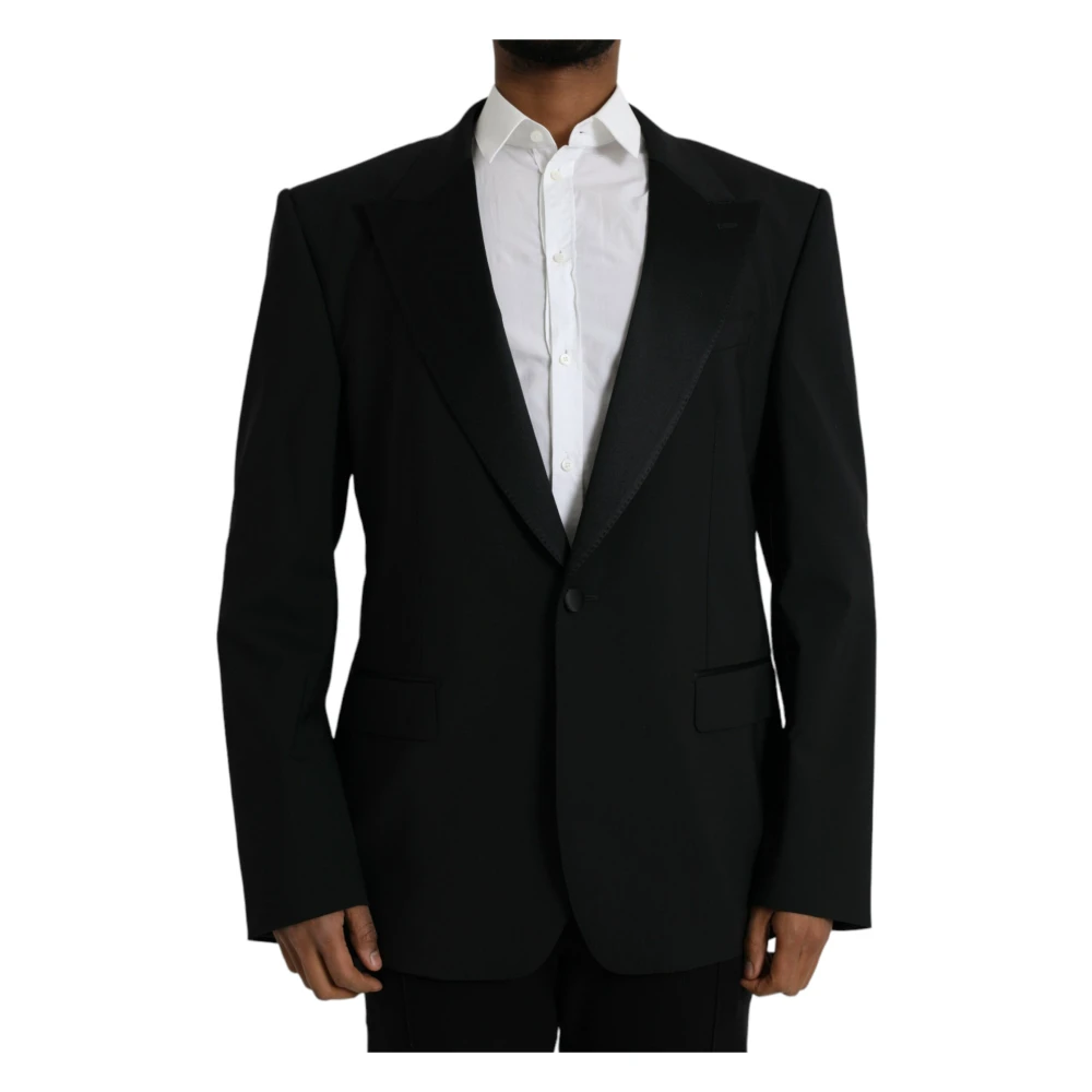 Dolce & Gabbana Herren Schwarz Er Sicilia Einreihiger Blazer Mantel
