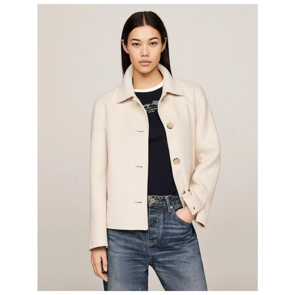 Tommy Hilfiger Korte wollen trenchcoat Beige Dames