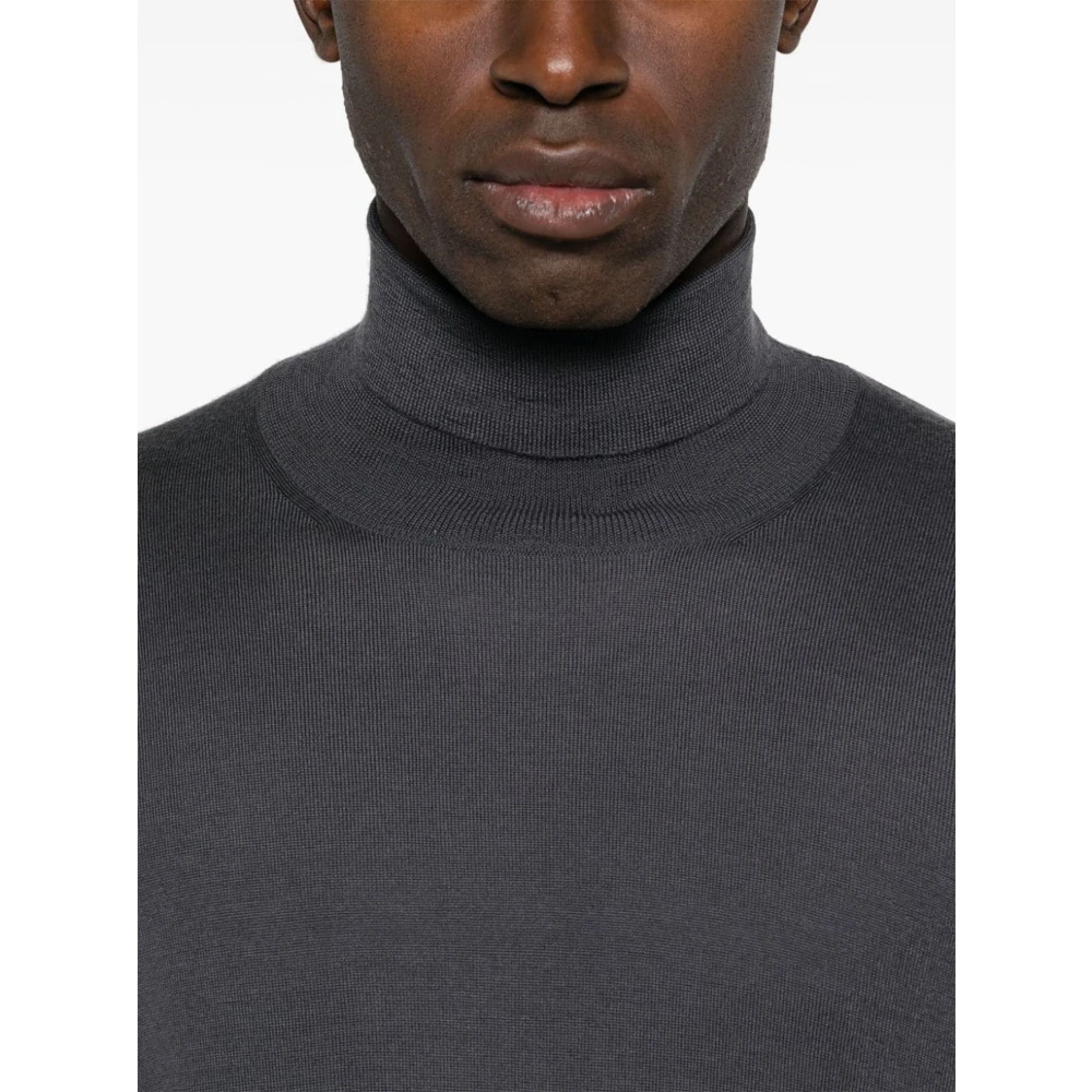 Fedeli Grijze Derby Sweater Virgin Wool Gebreid Gray Heren