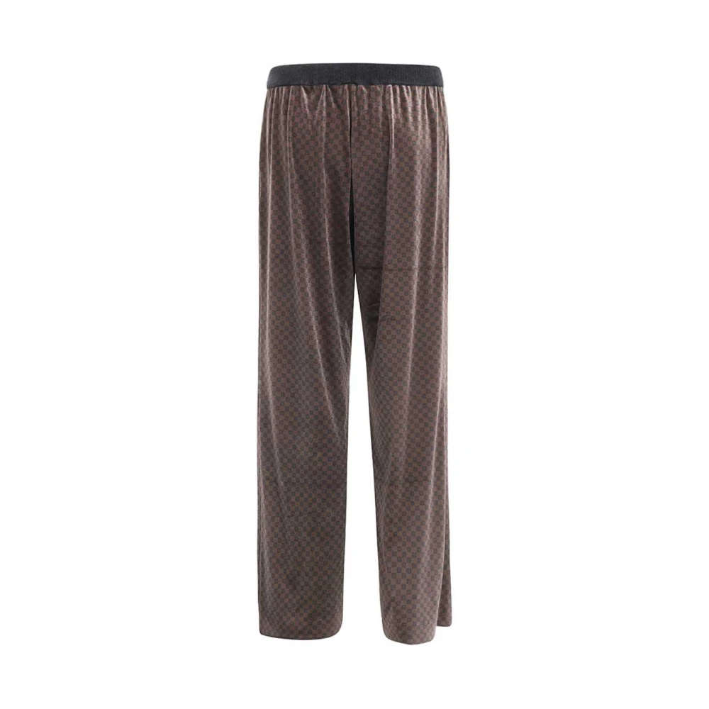 Balmain Monogram Velvet Pyjamabroek Brown Heren