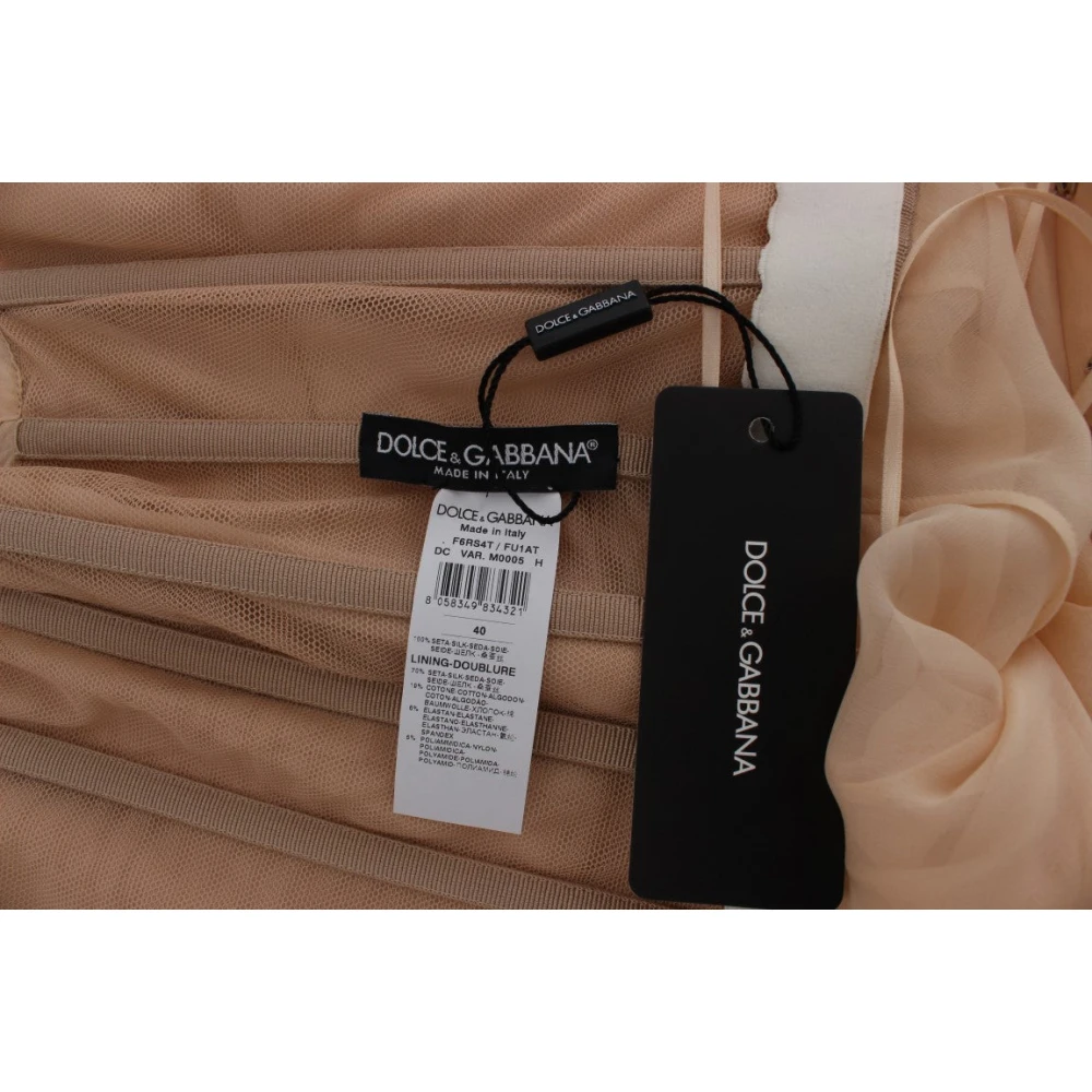 Dolce & Gabbana Elegante Beige Zijden Etuijurk Beige Dames