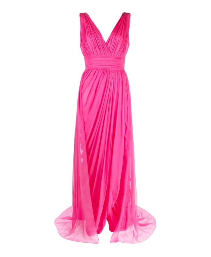 fuchsia-zijden-gedrapeerde-jurk