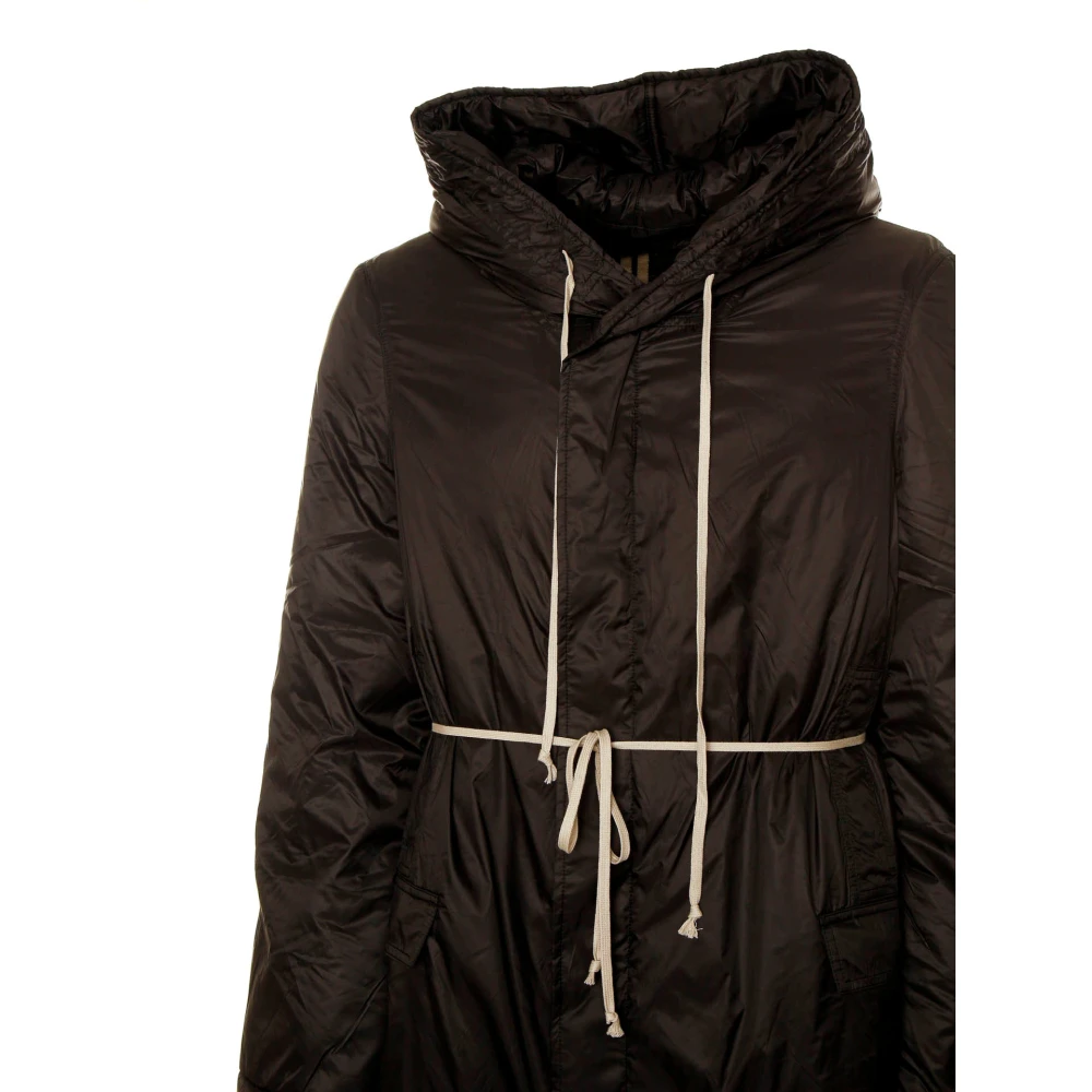 Rick Owens Gewatteerde parka met capuchon en visstaart Black Heren