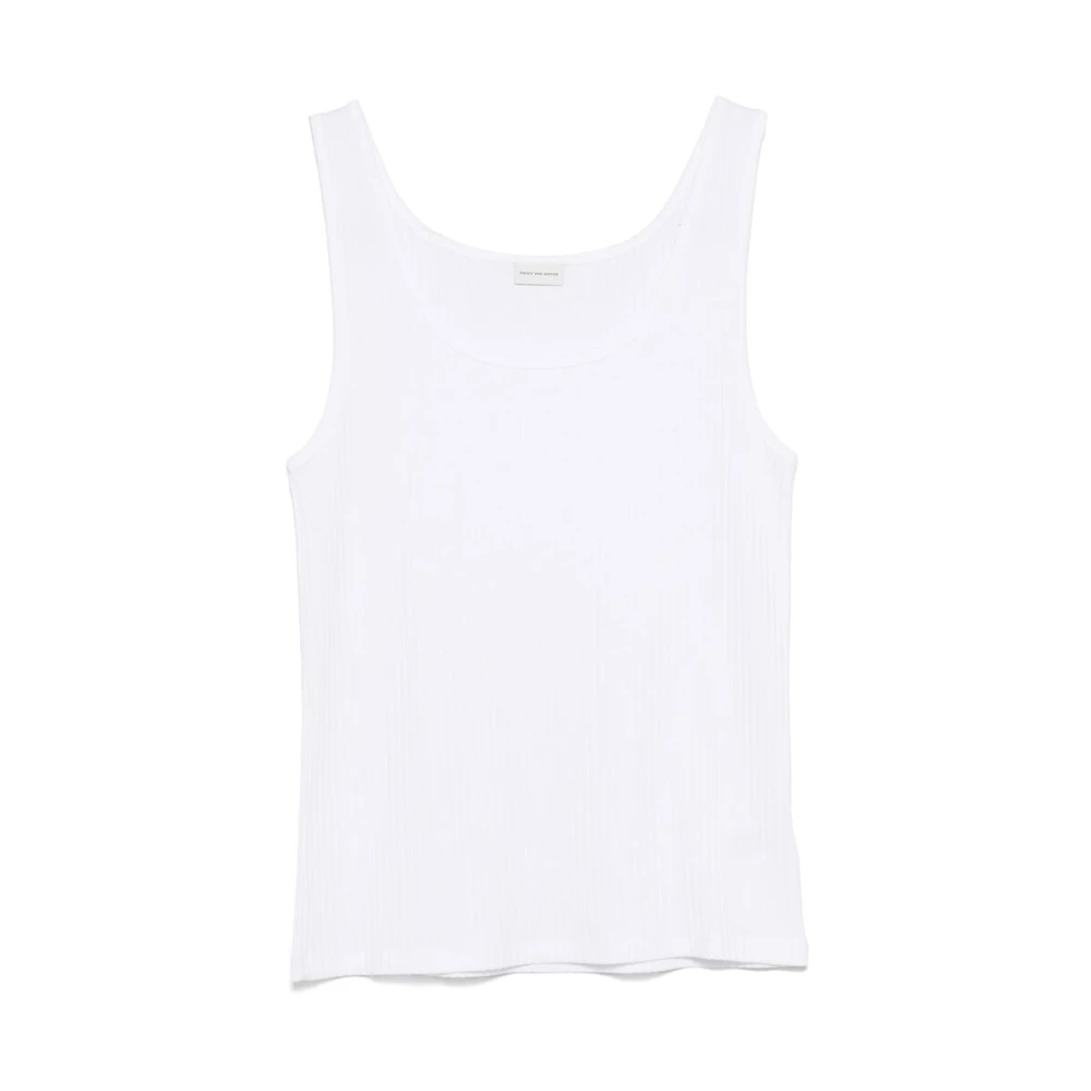 Dries Van Noten Witte Crew Neck Mouwloze Sweater White Heren