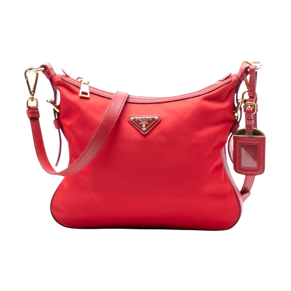 Prada Vintage Women's Red Pre-Owned Nylon Shoulder Bag
