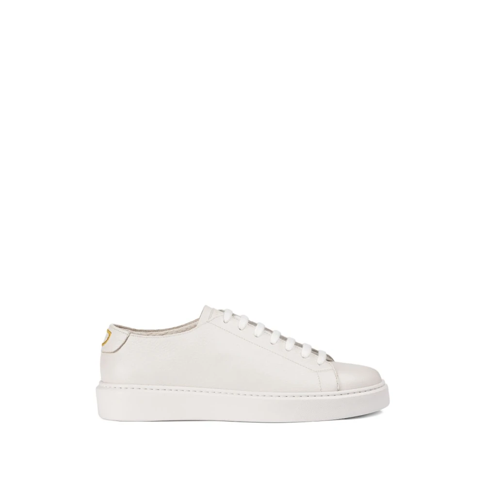 Doucal’s Tumbled Leather Sneaker Heren Schoenen Wit
